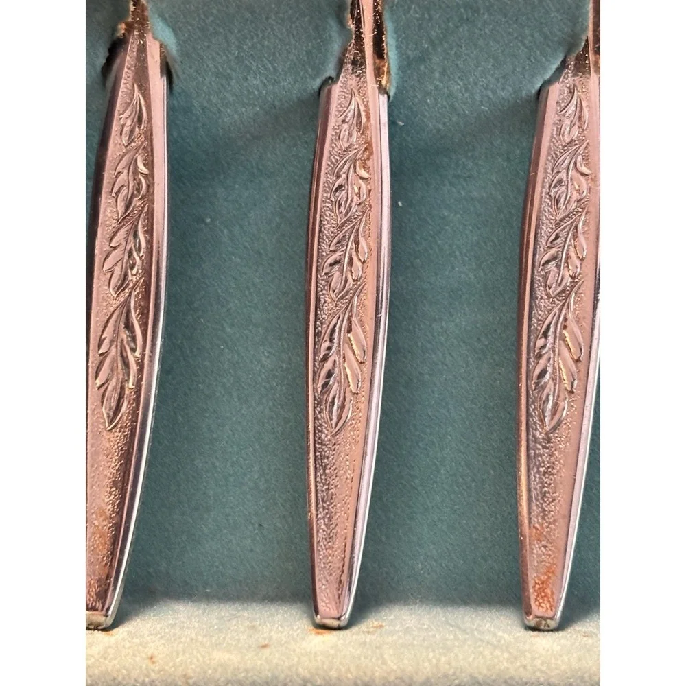 Vintage Set of 8 Stainless Steel Japan Cocktail Seafood Dessert Forks w/ Box[M]